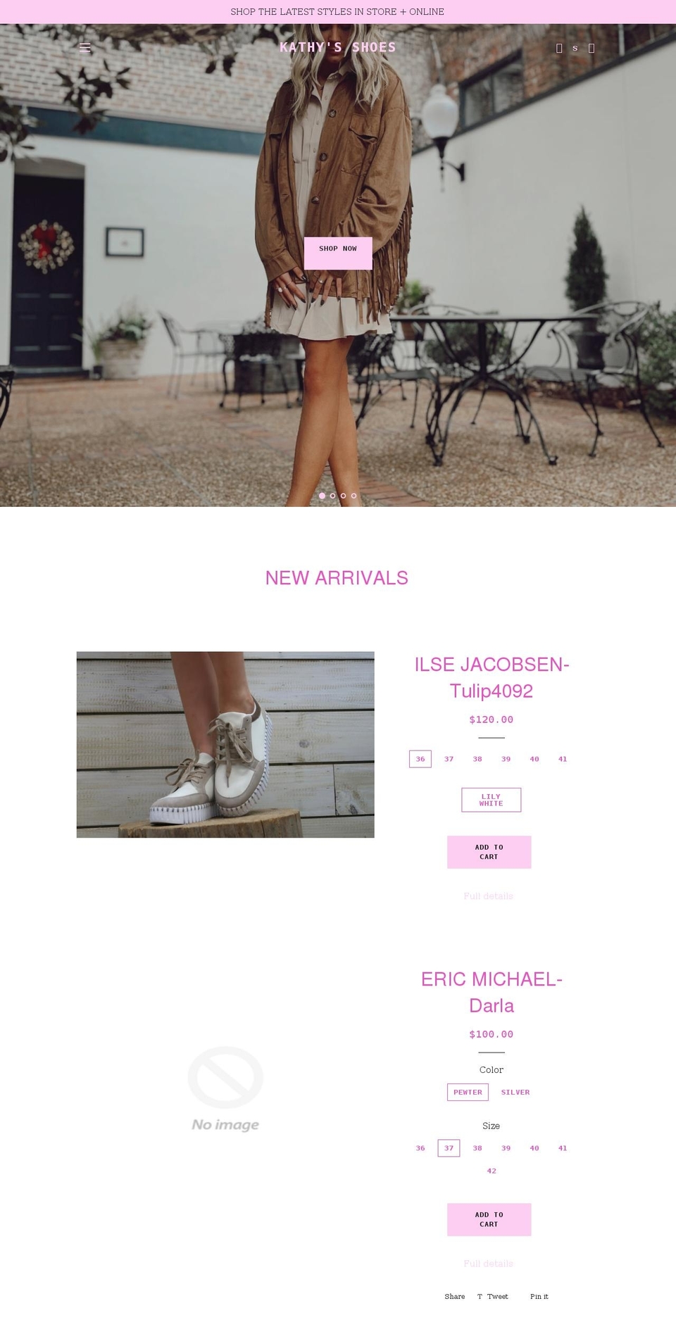 kathyshoesdowntown.com shopify website screenshot
