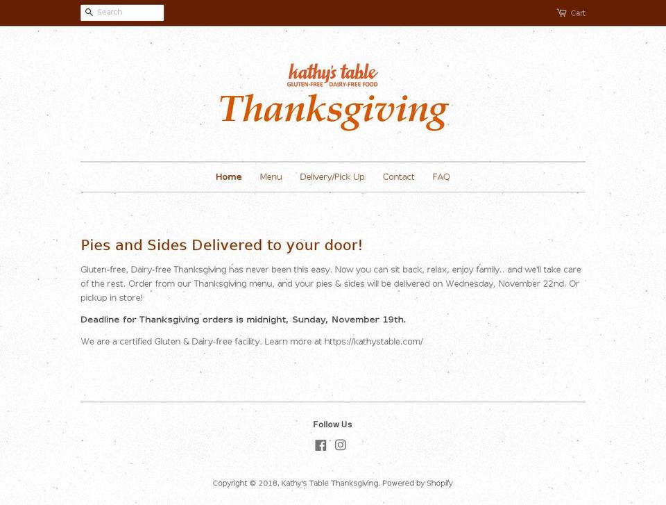 kathystablethanksgiving.com — Shopify storefront screenshot