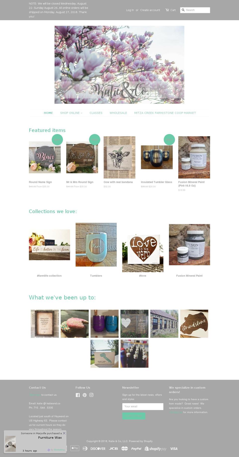 katieand.com — Shopify storefront screenshot