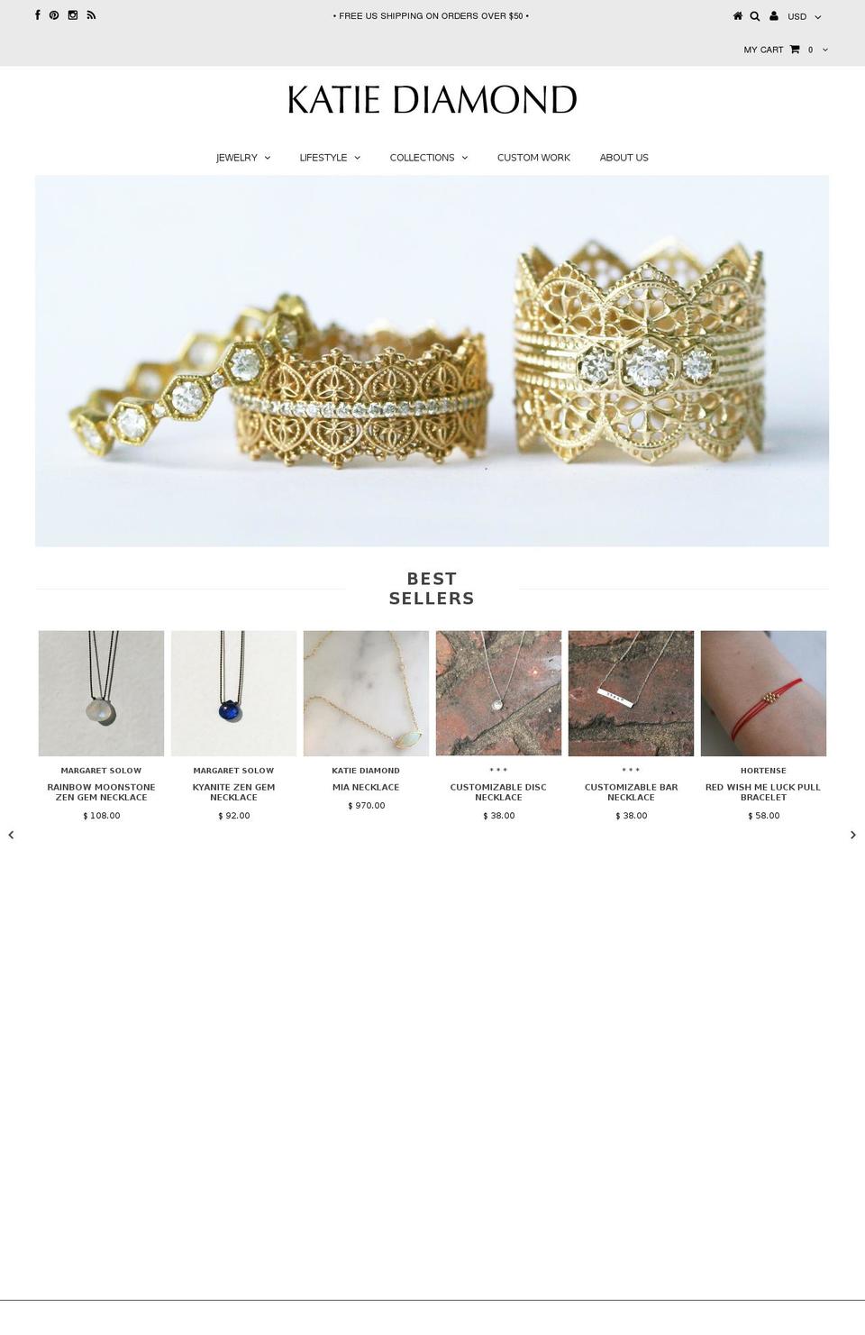 Testament Shopify theme site example katiediamondjewelry.com