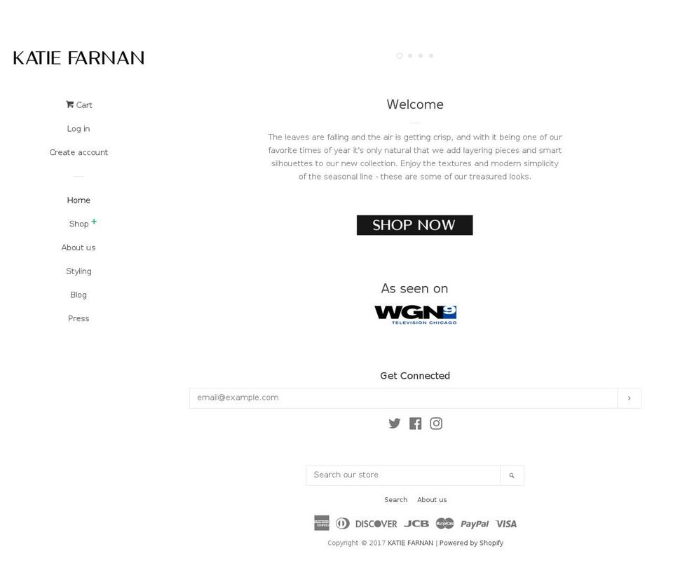 katiefarnan.com shopify website screenshot