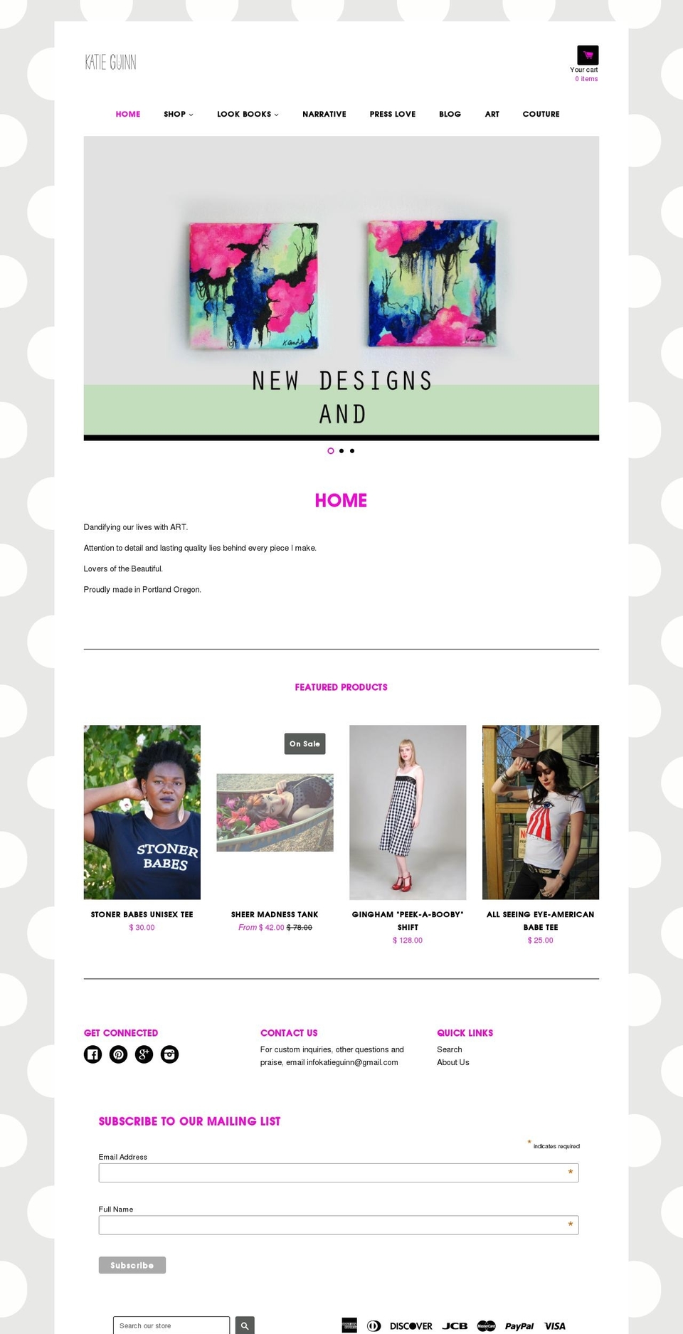 katieguinn.com shopify website screenshot
