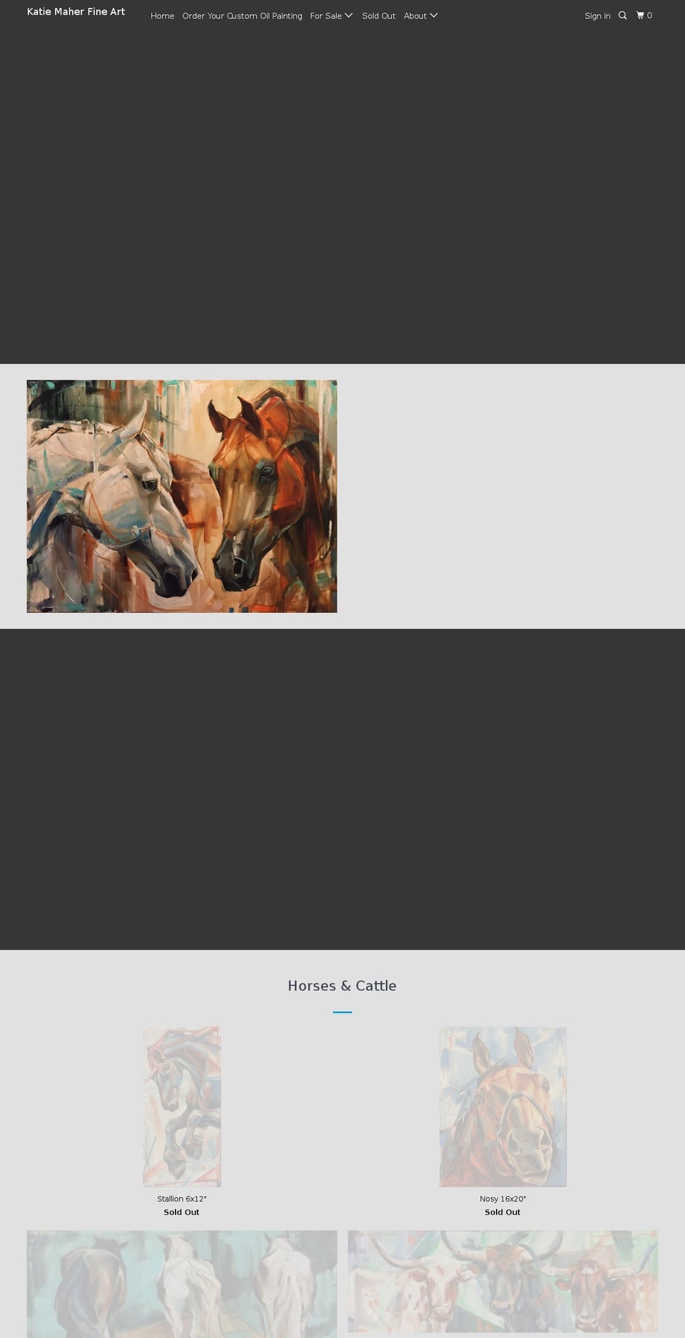 katiemaherfineart.com shopify website screenshot