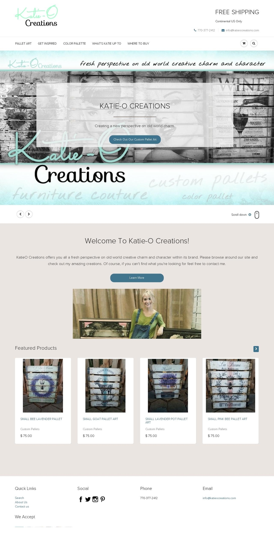 katieocreations.com shopify website screenshot