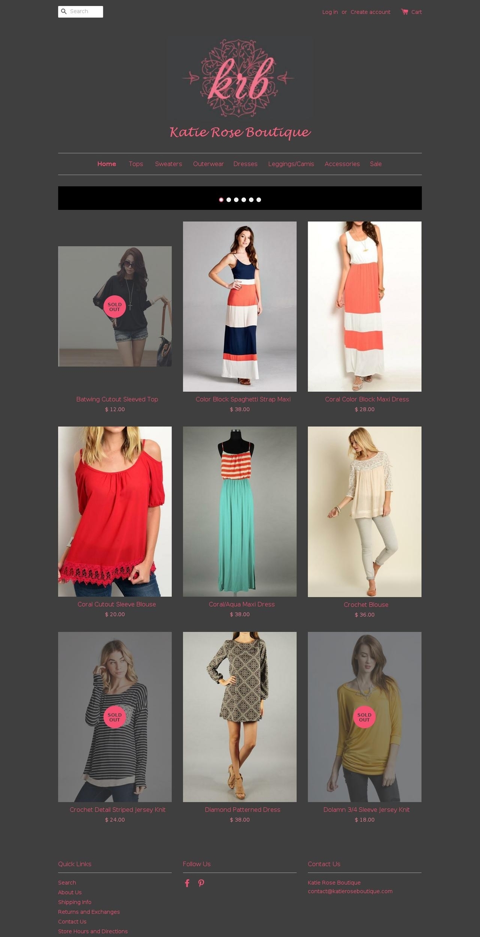 katieroseboutique.com shopify website screenshot