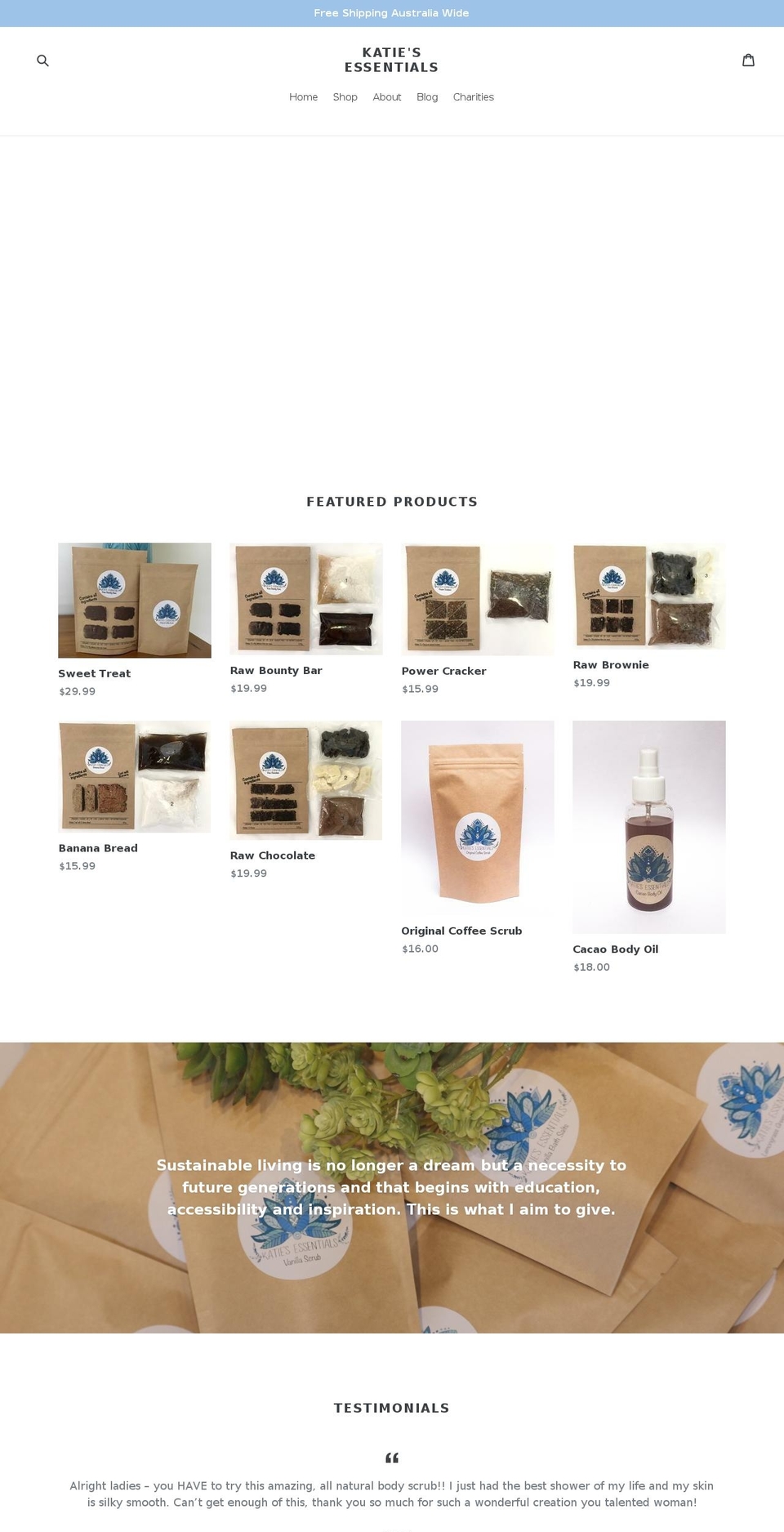 katiesessentials.com shopify website screenshot