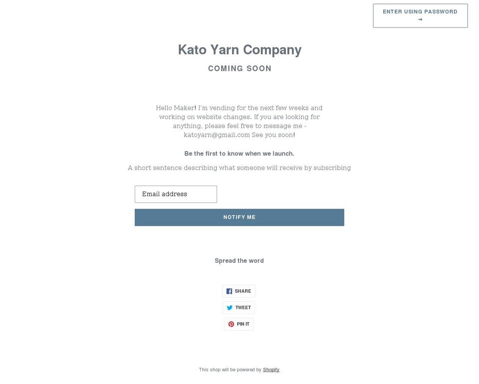 katoyarncompany.com shopify website screenshot