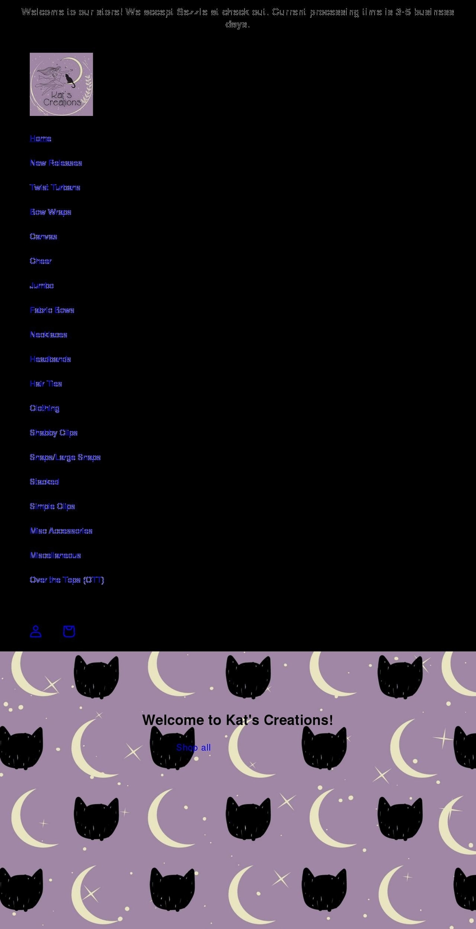 katscreationsttx.com shopify website screenshot