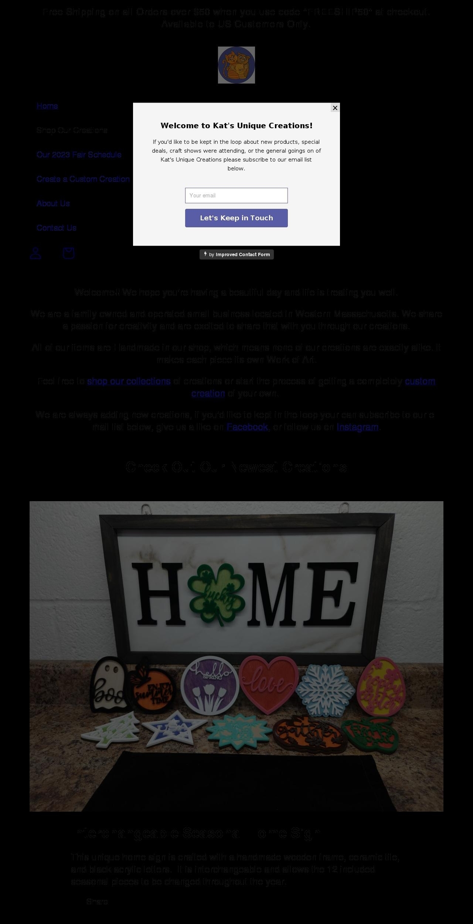 katsuniquecreations.com shopify website screenshot
