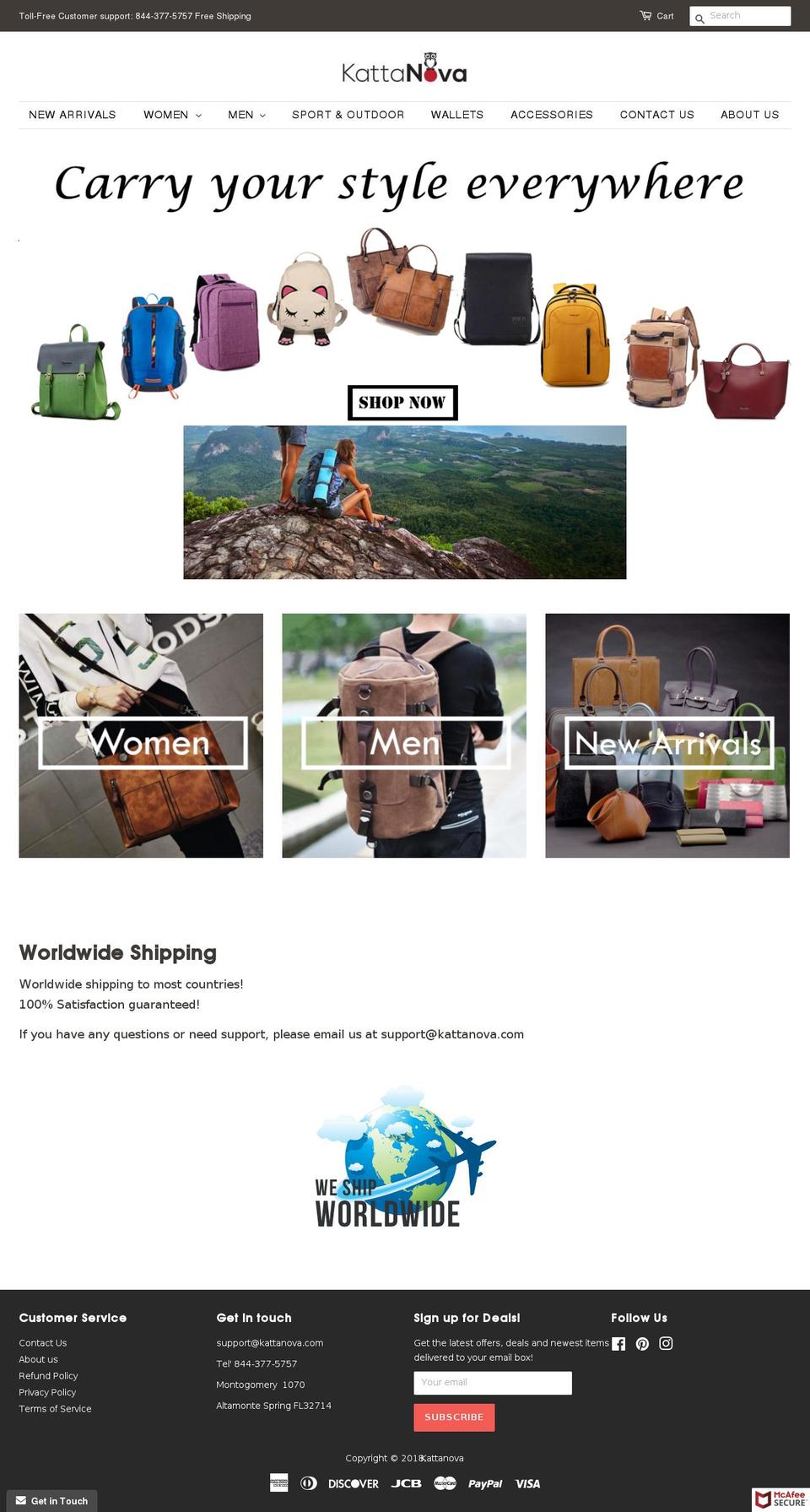 kattanova.com — Shopify storefront screenshot