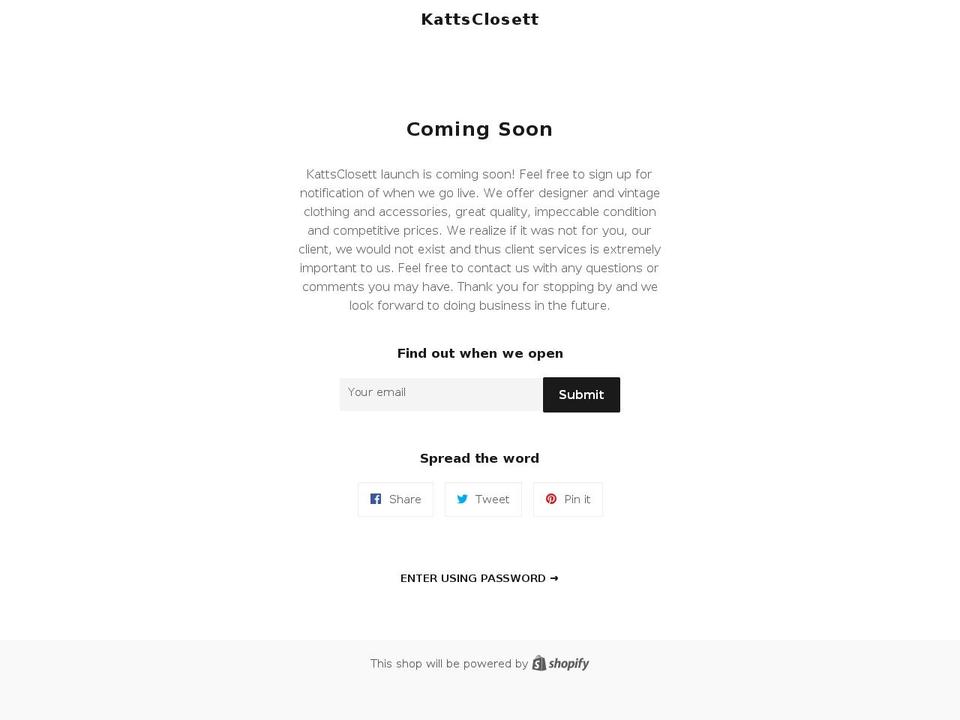 kattsclosett.com — Shopify storefront screenshot