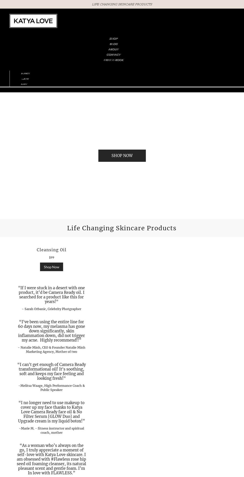katyalove.com shopify website screenshot