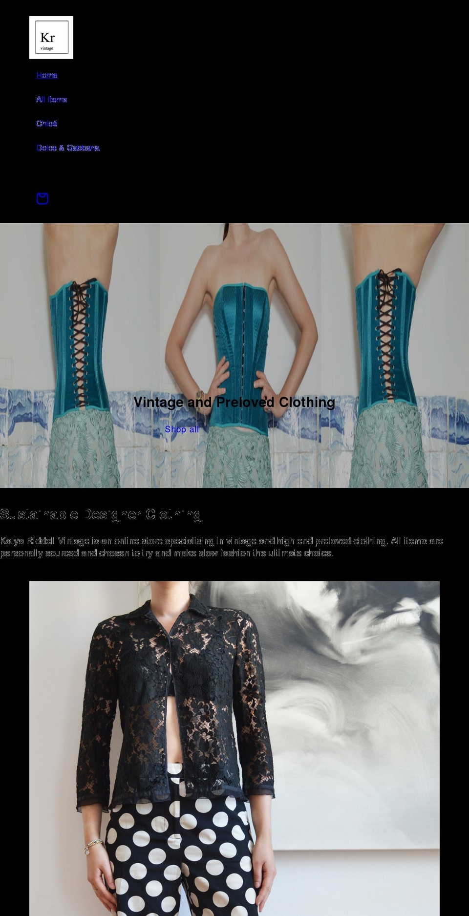 katyariddellvintage.com shopify website screenshot
