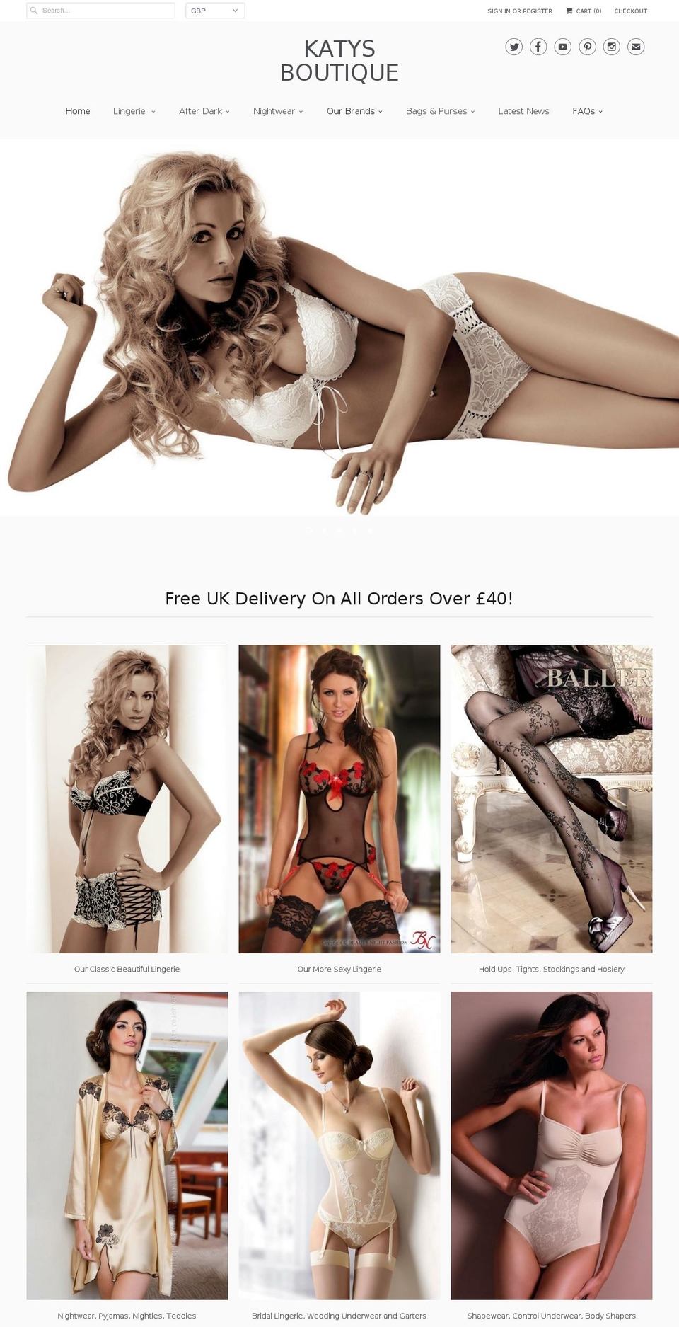 katyslingerie.com shopify website screenshot