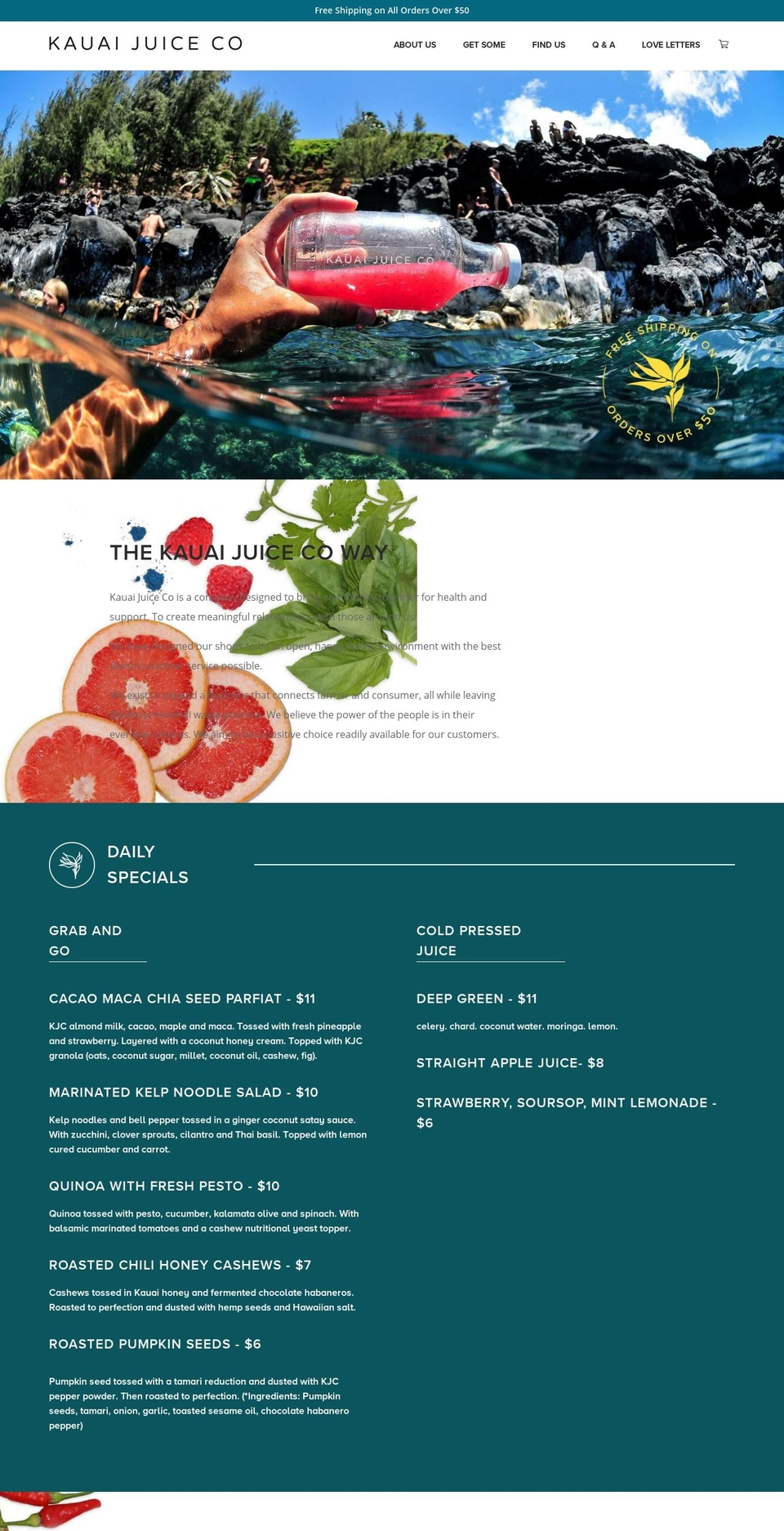 kauaijuiceco.com shopify website screenshot