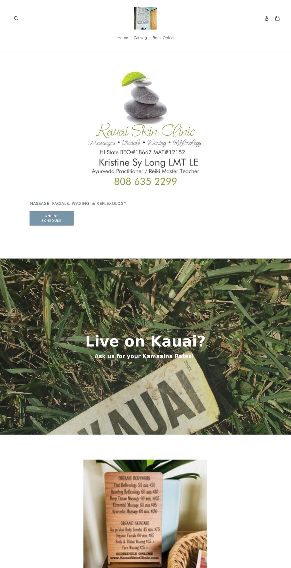 kauaiskinclinic.com — Shopify storefront screenshot