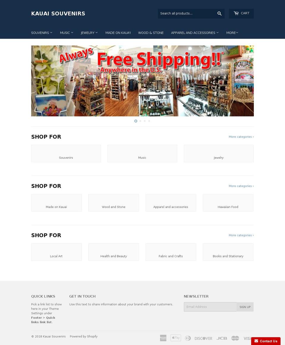 kauaisouvenirs.com shopify website screenshot