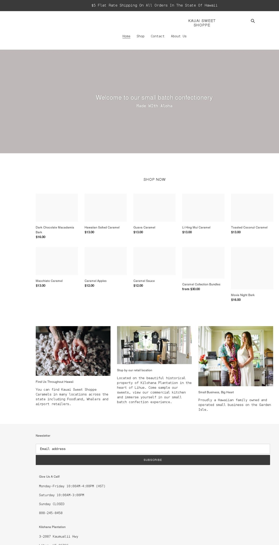 kauaisweetshoppe.com shopify website screenshot