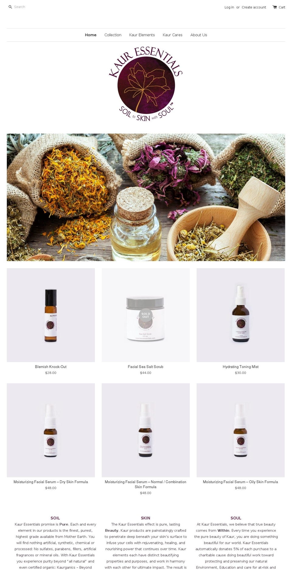 kauressentials.com shopify website screenshot