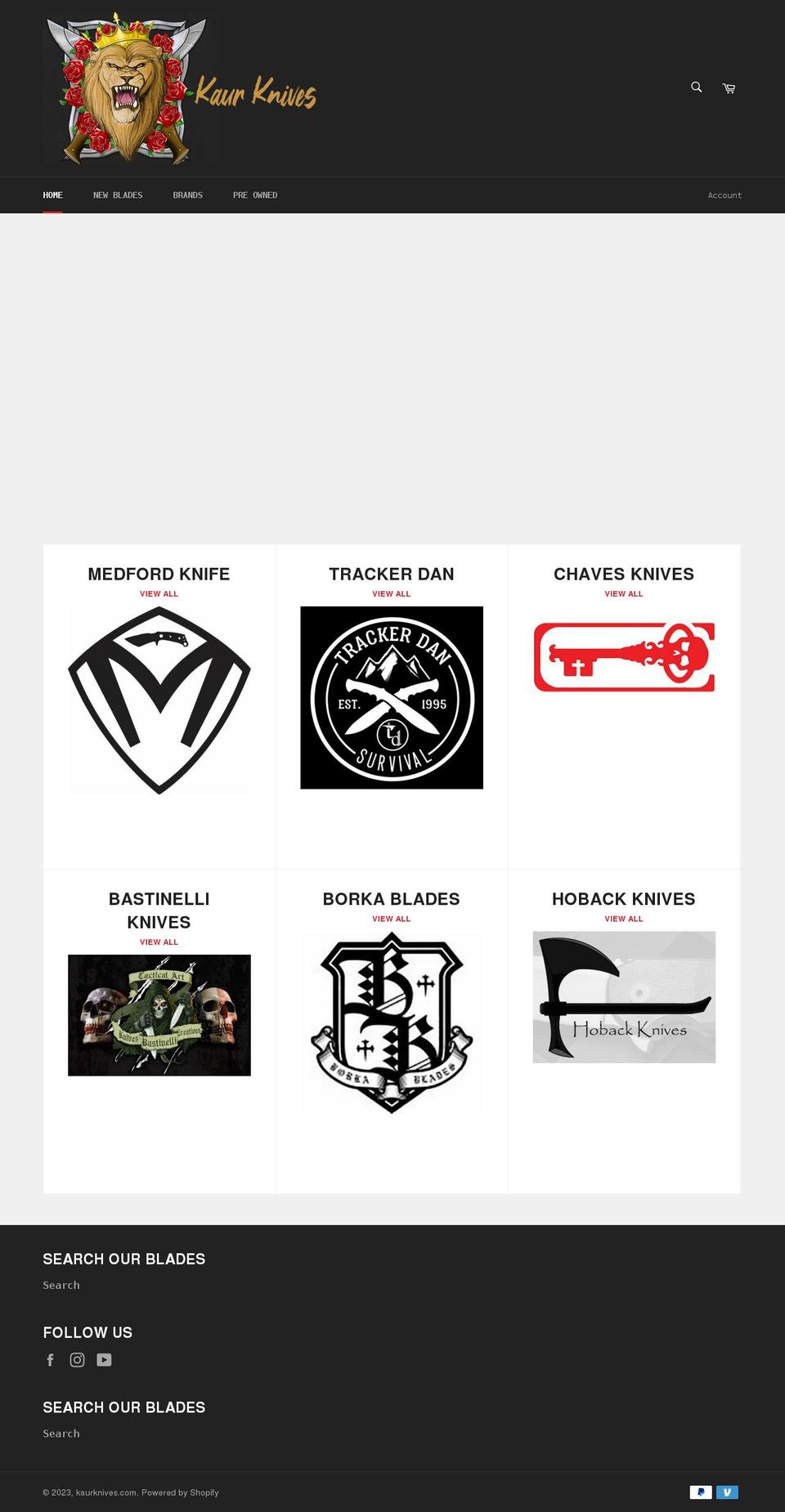 kaurknives.com shopify website screenshot