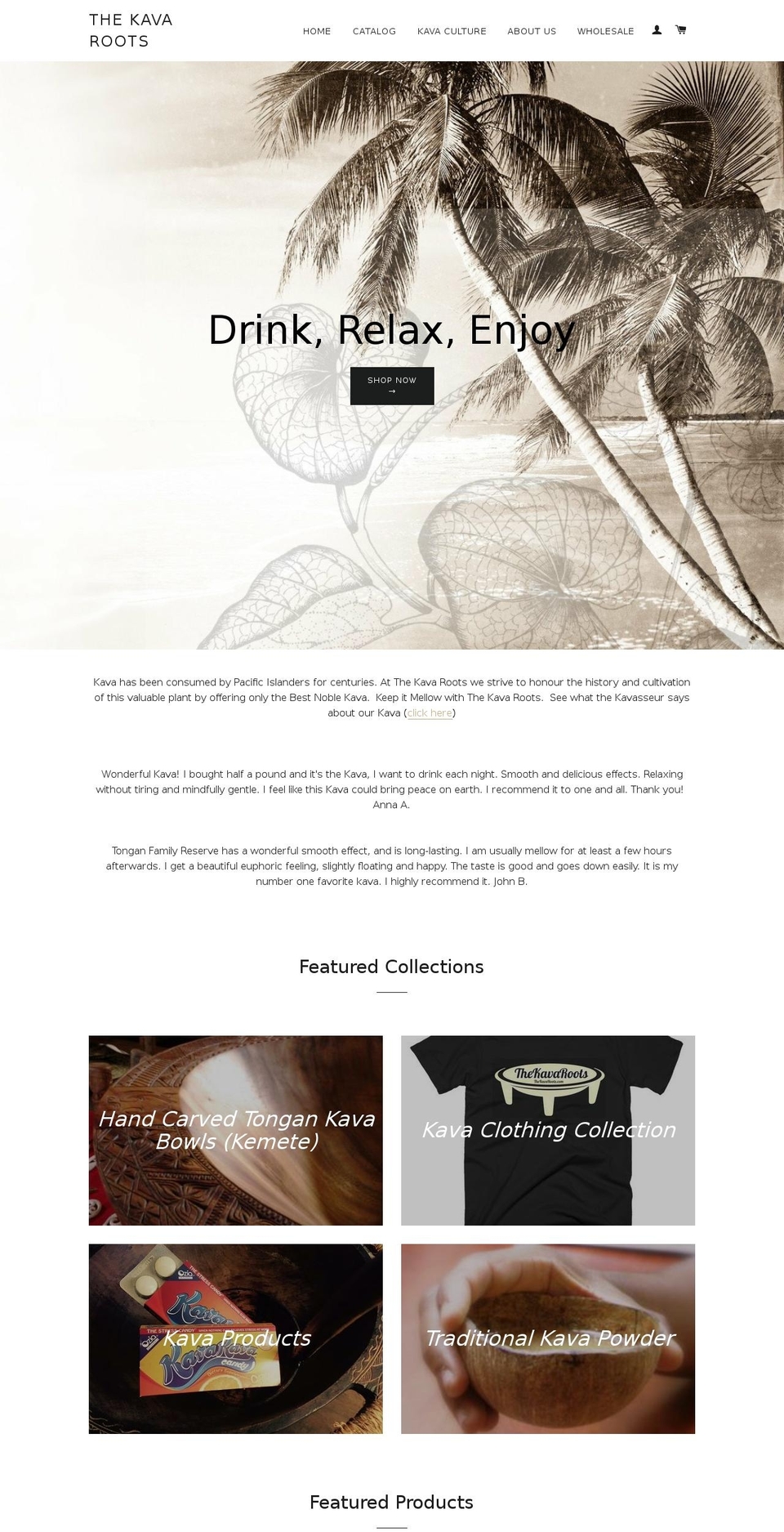 kava-roots.com shopify website screenshot