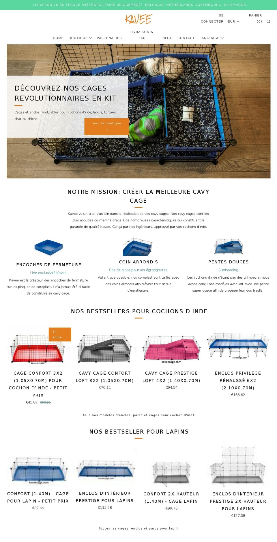 kaveecage.com — Shopify storefront screenshot