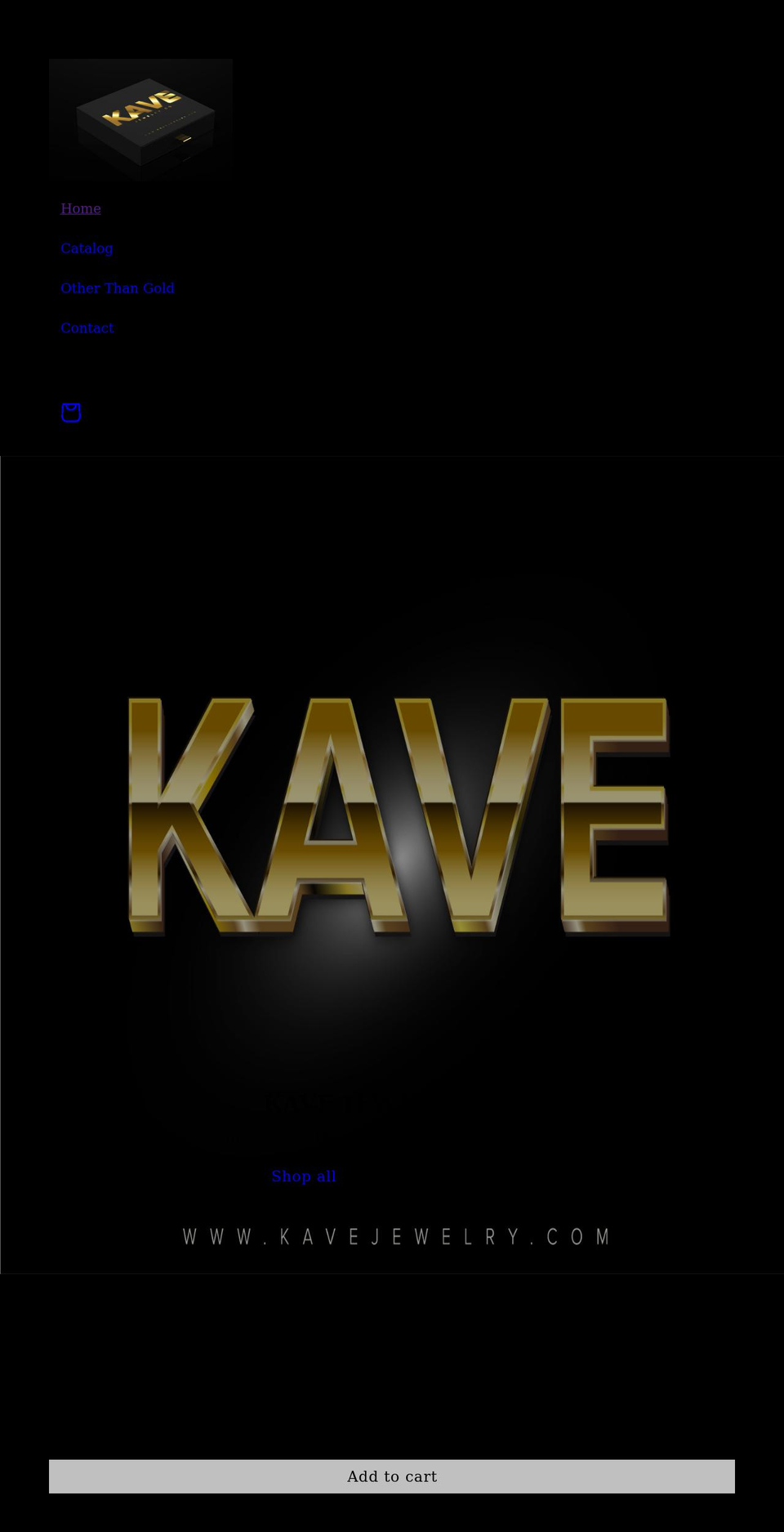 kavejewelry.com shopify website screenshot