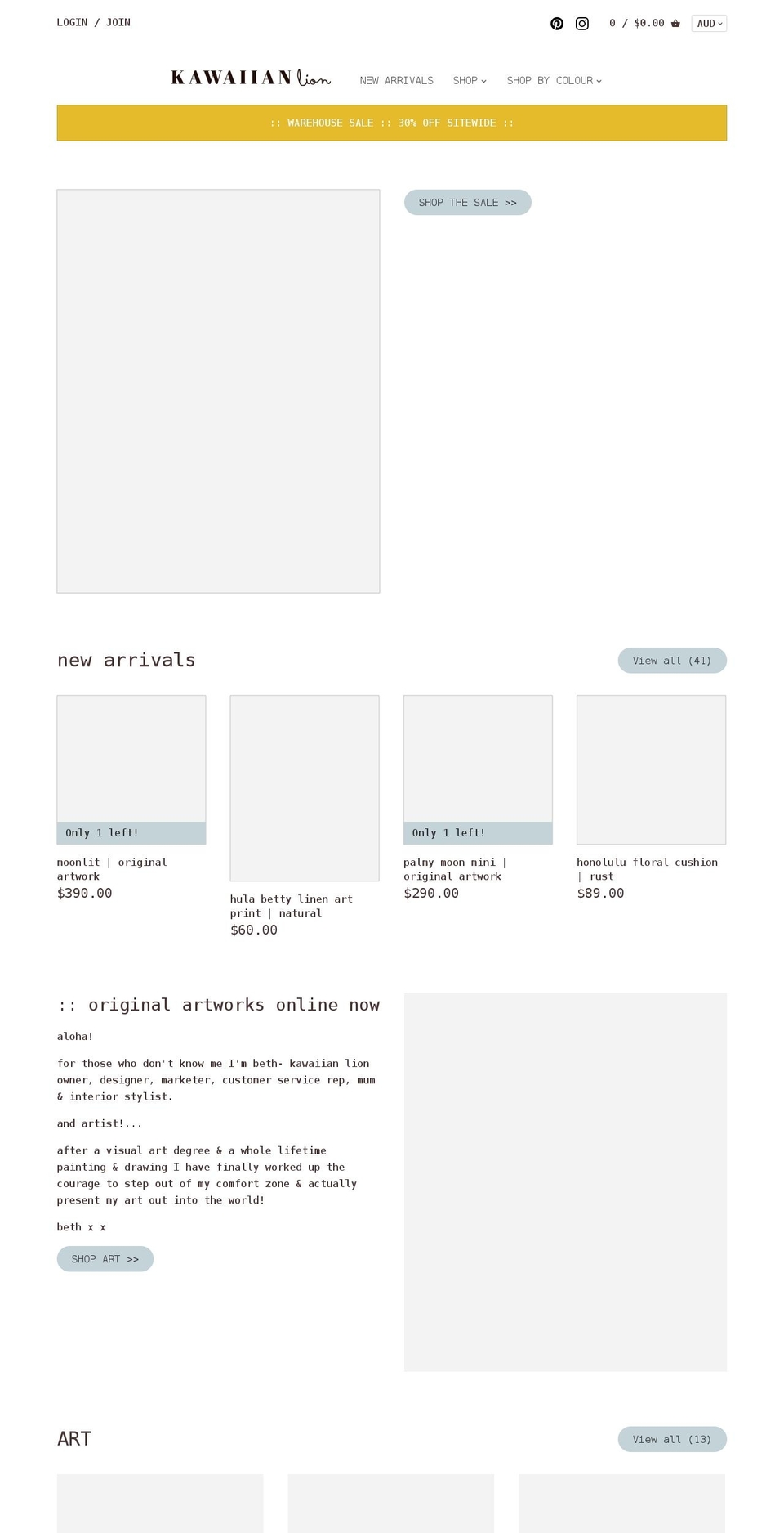 kawaiianlion.com shopify website screenshot