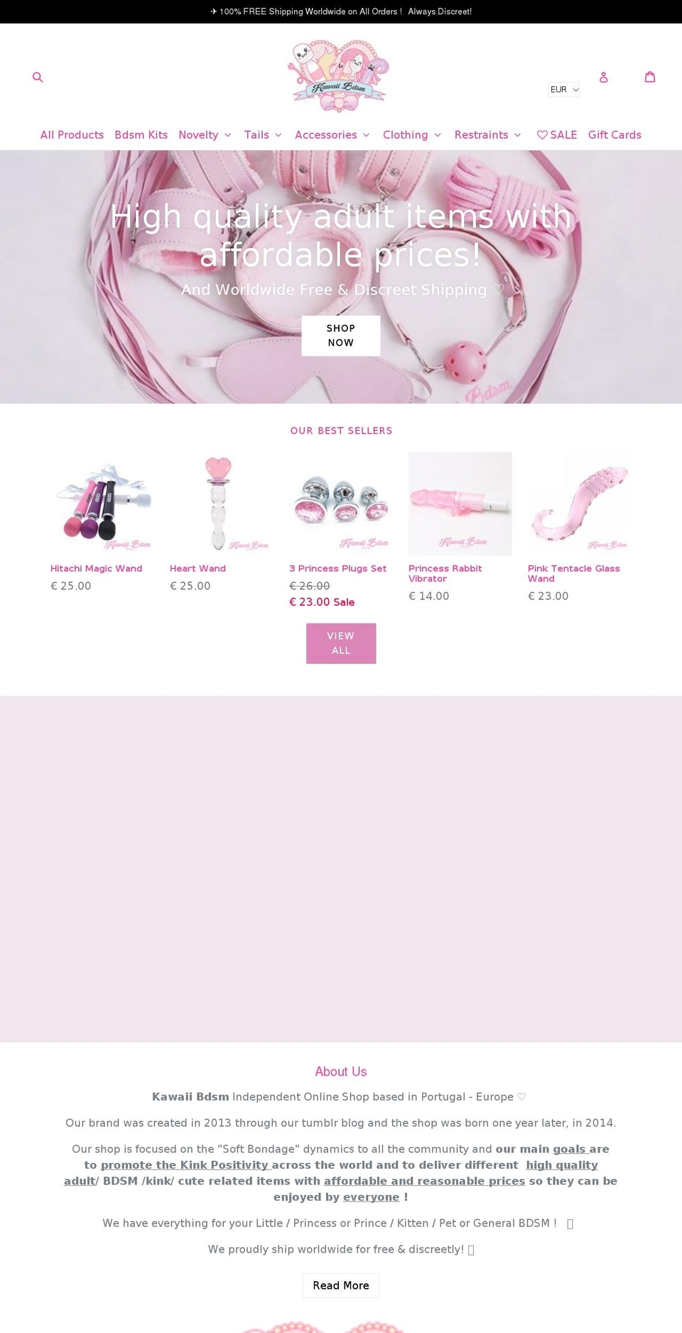 kawaiibdsm.com shopify website screenshot