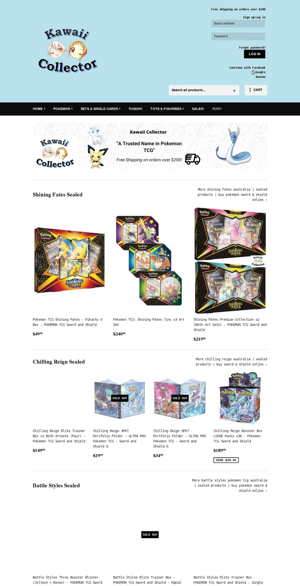 kawaiicollector.com.au shopify website screenshot
