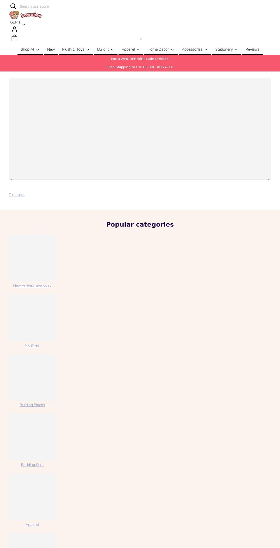 kawaiies.com shopify website screenshot