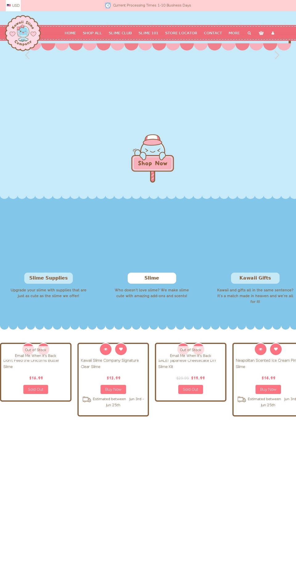 kawaiislimecompany.com shopify website screenshot