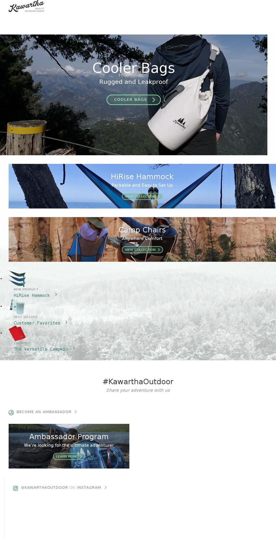 kawarthaoutdoors.com — Shopify storefront screenshot