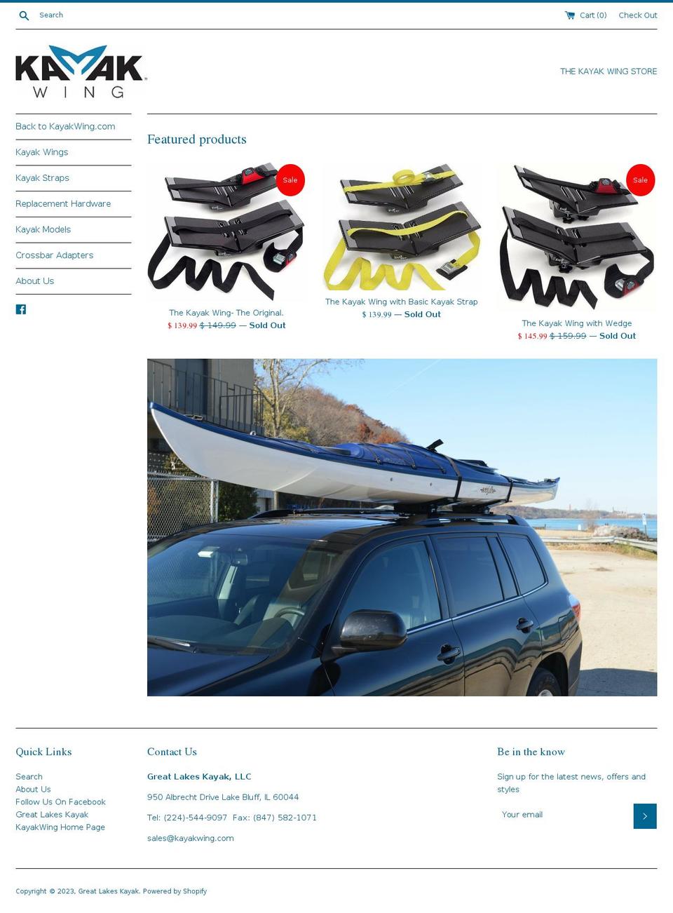kayak-wing.myshopify.com shopify website screenshot
