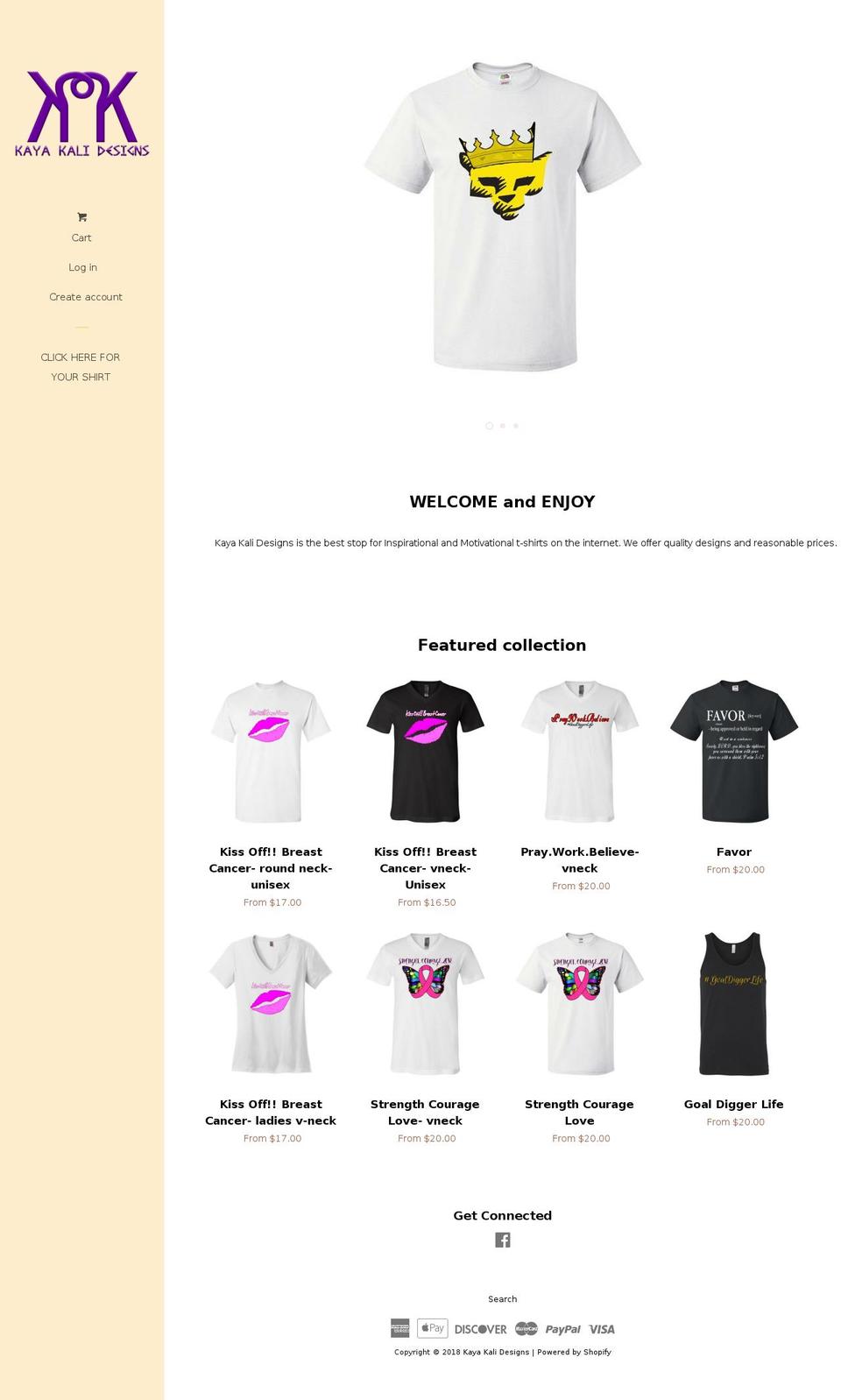 kayakalidesigns.com — Shopify storefront screenshot
