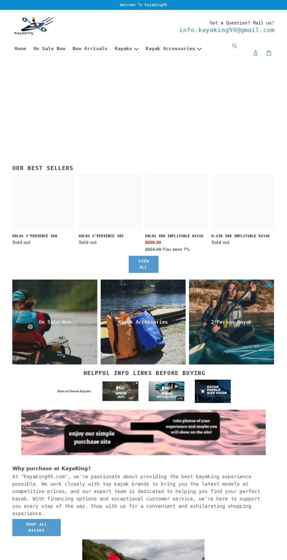 Dsl-version- Shopify theme site example kayaking99.com