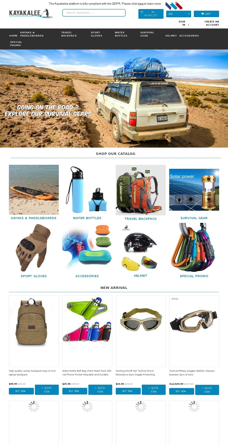 kayaklee.com — Shopify storefront screenshot
