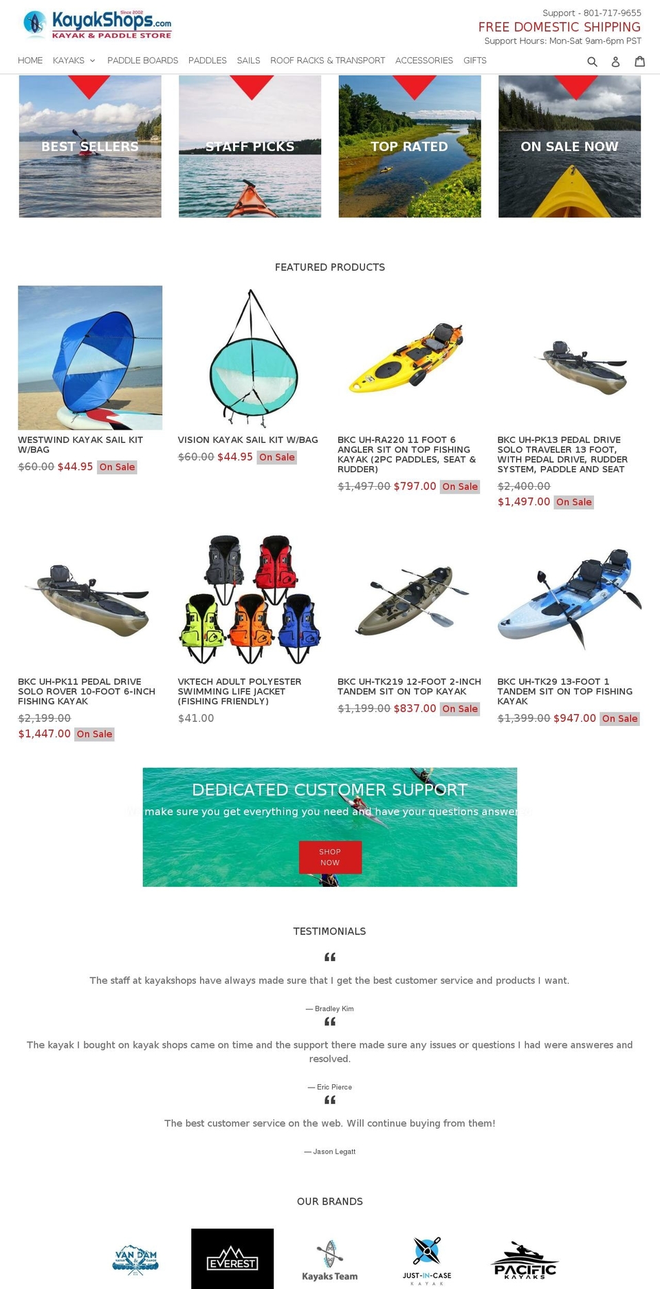 Wokiee Shopify theme site example kayakshops.com