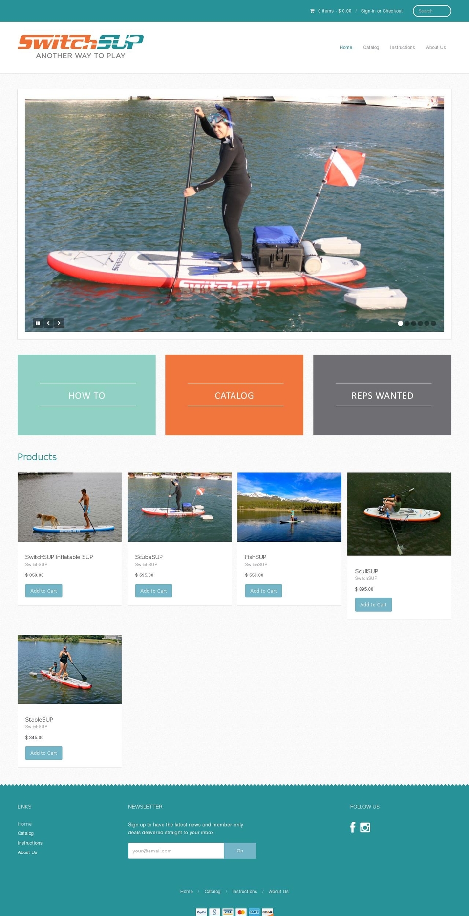 kayaksup.com shopify website screenshot