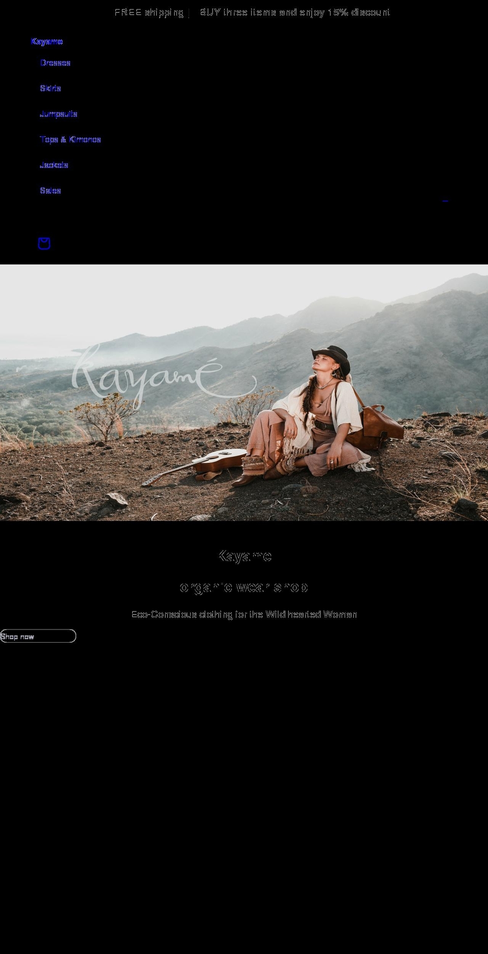 kayame.shop shopify website screenshot