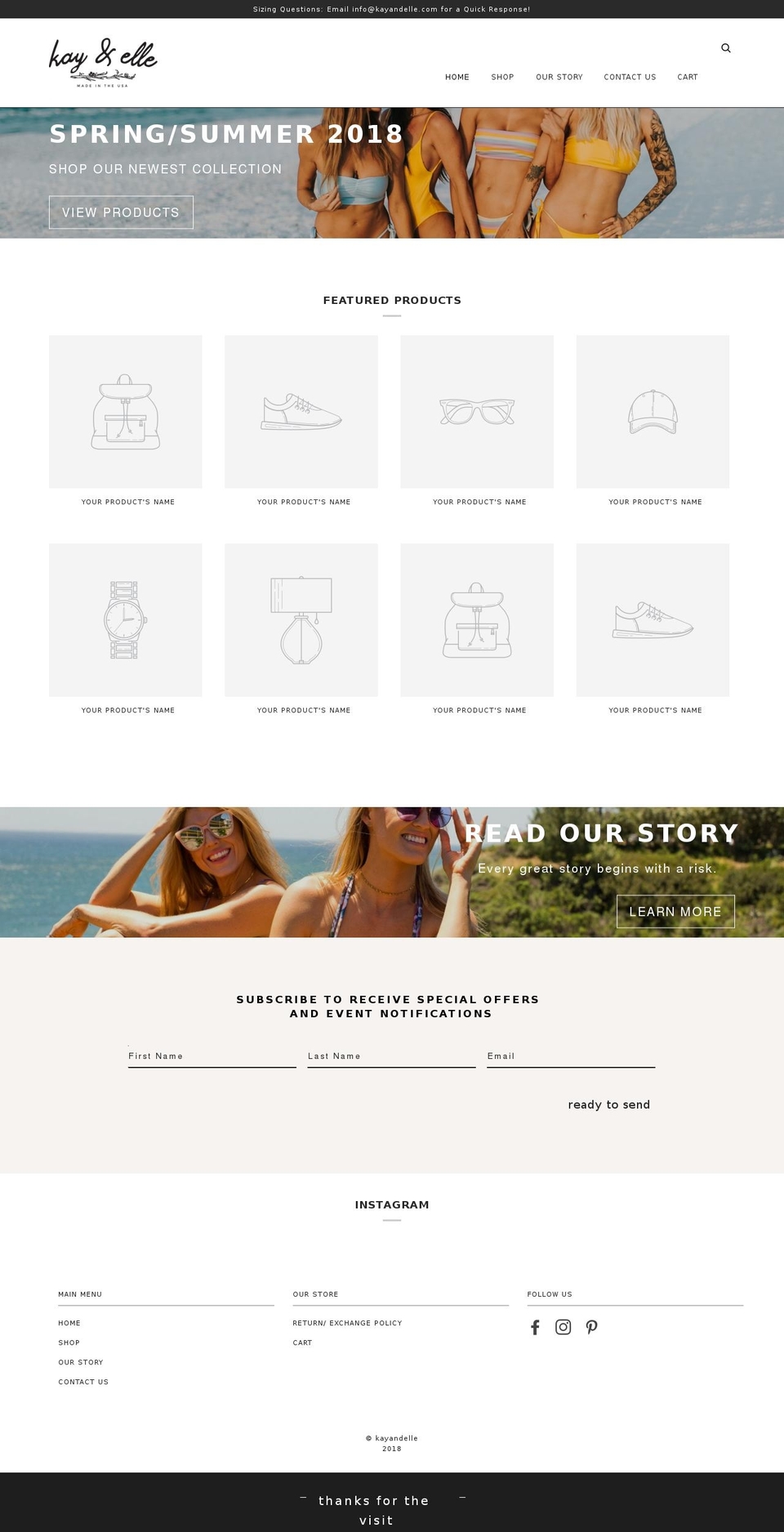 kayandelle.com — Shopify storefront screenshot