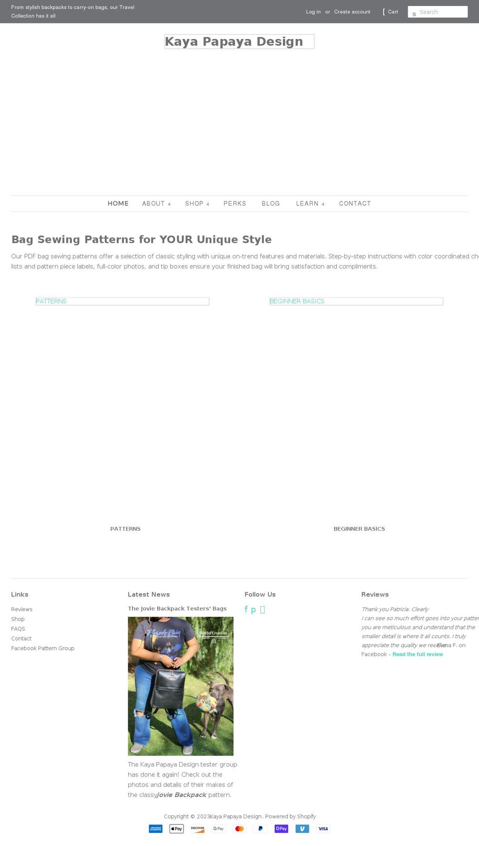 kayapapayadesign.com shopify website screenshot