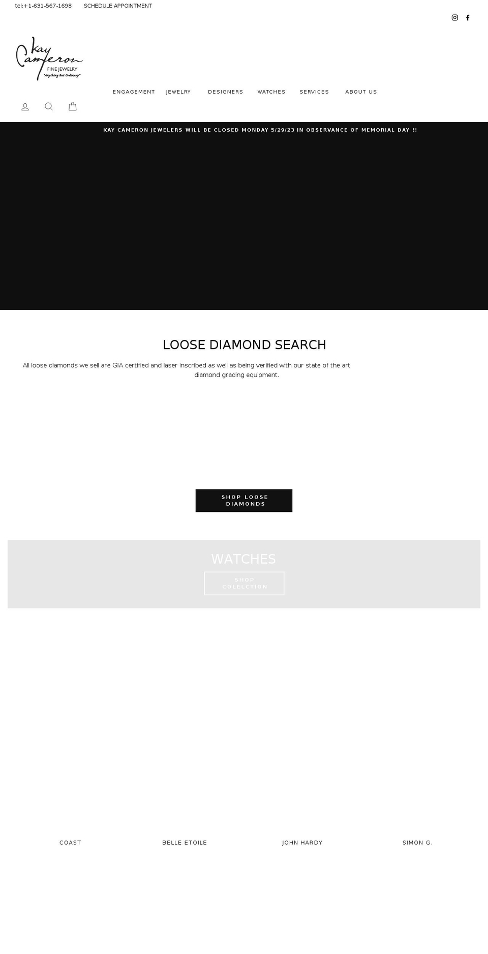 kaycameronjewelers.com shopify website screenshot