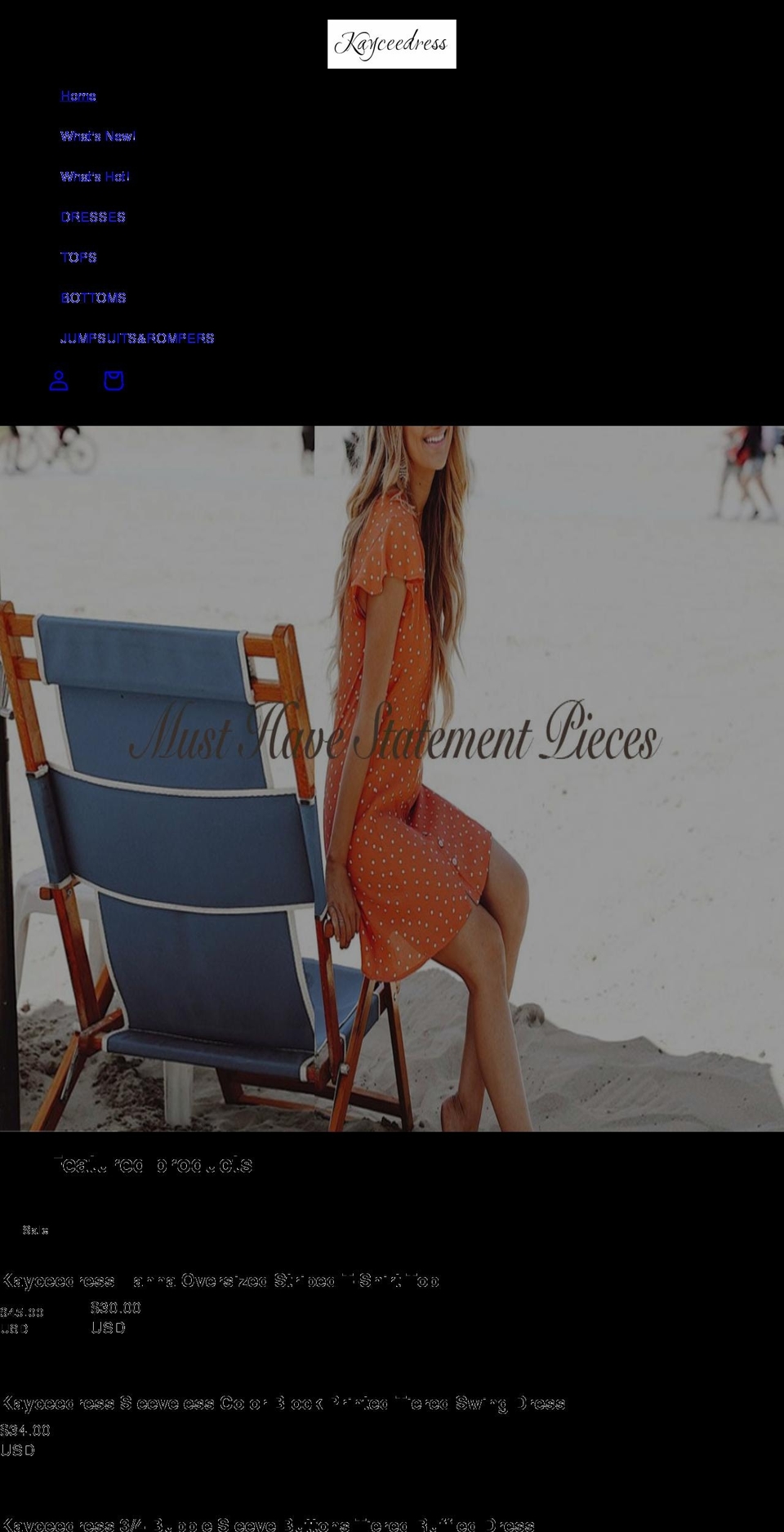 kayceedress.com shopify website screenshot