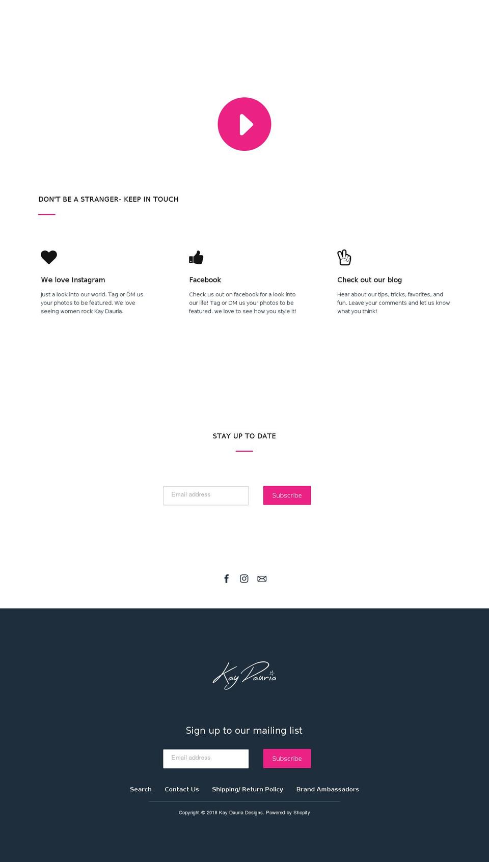 kaydauria.com — Shopify storefront screenshot