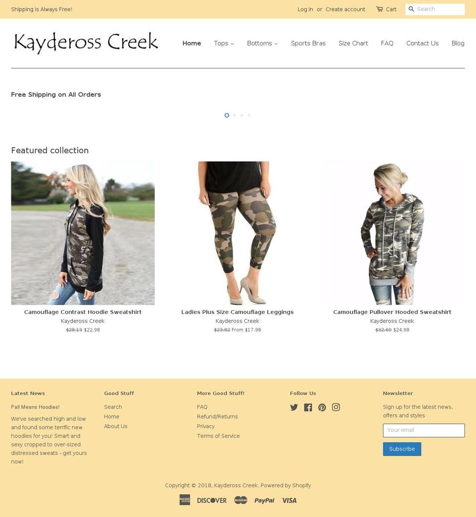 kayderosscreek.com — Shopify storefront screenshot