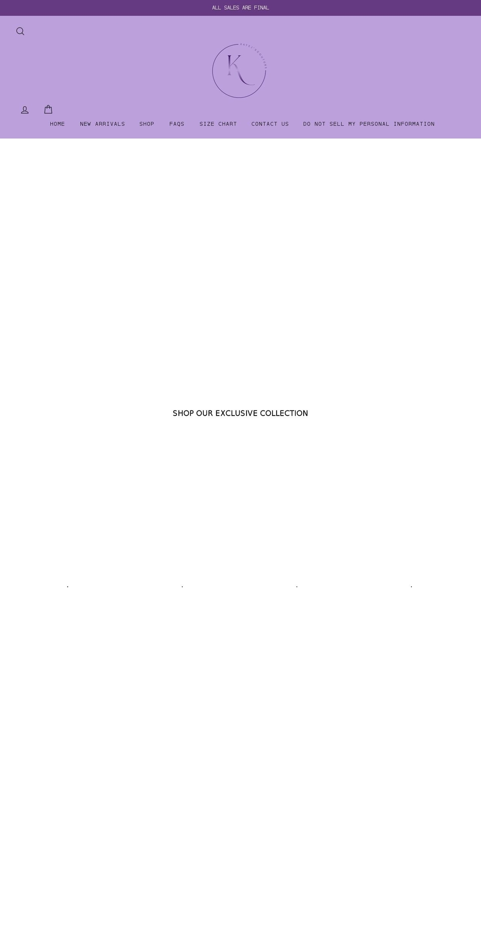 kaye-js-couture.com shopify website screenshot