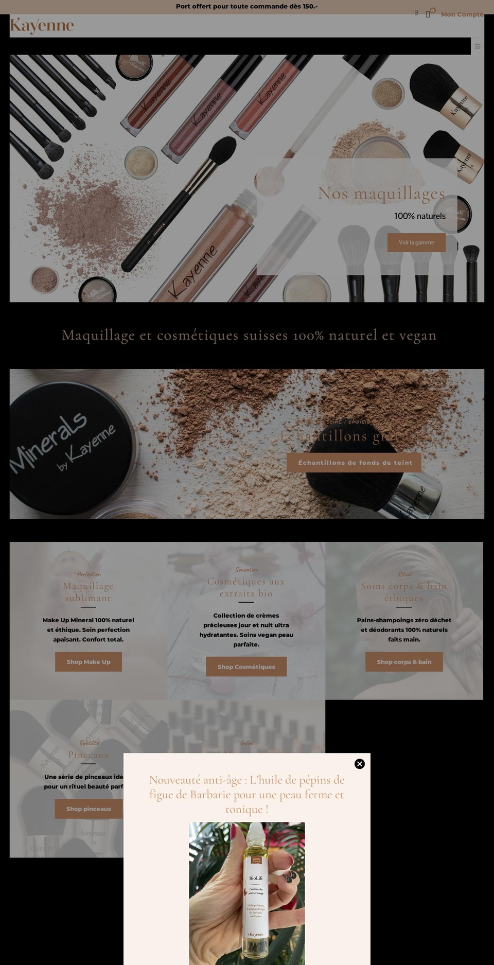 kayenne.ch shopify website screenshot