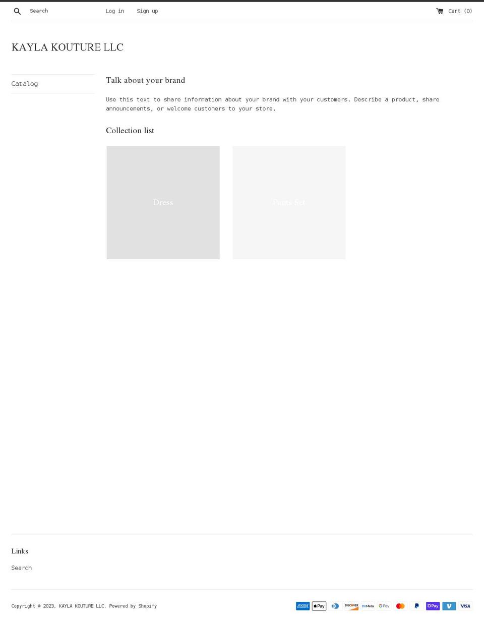 kaylakouture.com shopify website screenshot