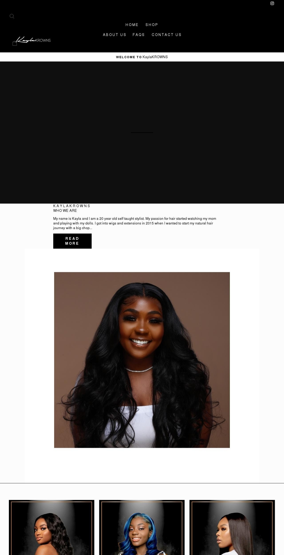 kaylakrowns.com shopify website screenshot